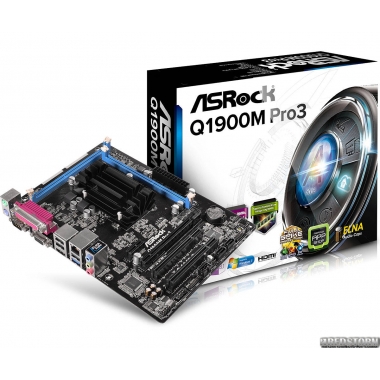 Материнская плата ASRock Q1900M Pro3 (Intel Celeron J1900, SoC, PCI-Ex16)