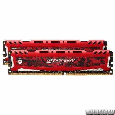 Оперативная память Crucial DDR4-2666 16384MB PC4-21300 (Kit of 2x8192) Ballistix Sport LT Red (BLS2K8G4D26BFSEK)